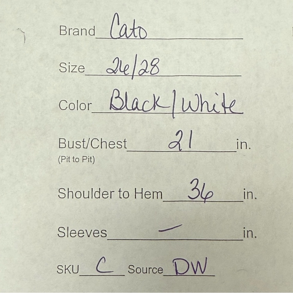 Cato 26/28W Black White Striped Open Front Vest Plus Size Casual Layering Top - Picture 7 of 7